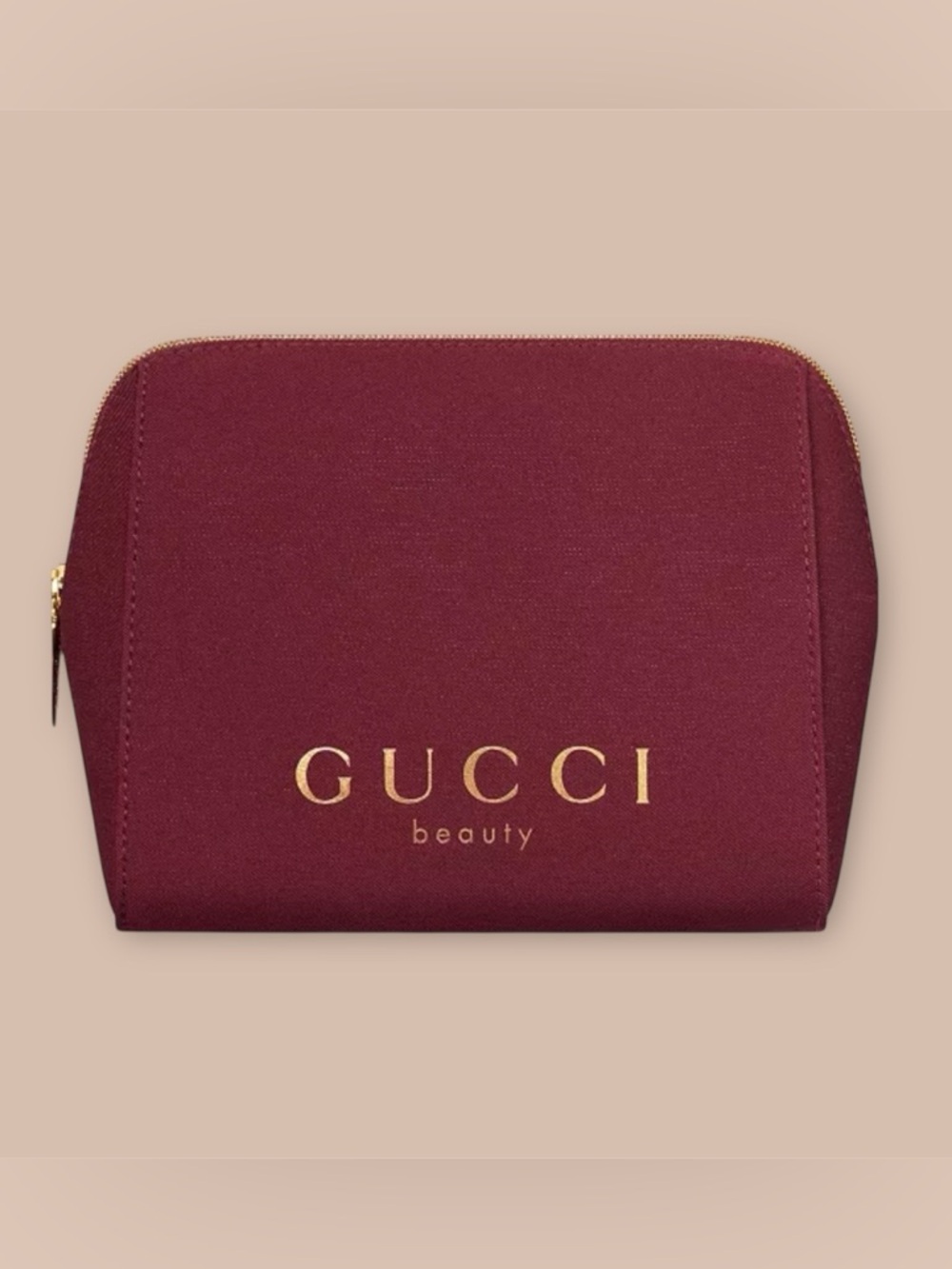 Burgundy-Gold Gucci Beauty Cosmetic-Makeup Bag